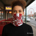 Red & White Face Mask Neck Gaiter