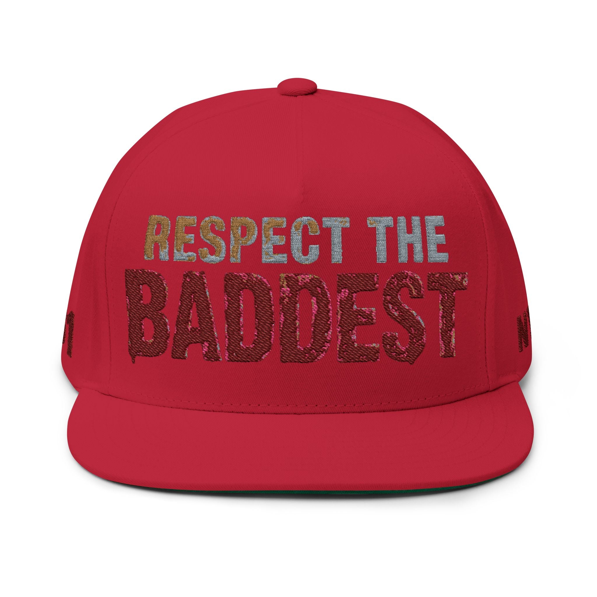 Flat Bill Cap — Embroidered “Baddest” Statement Hat